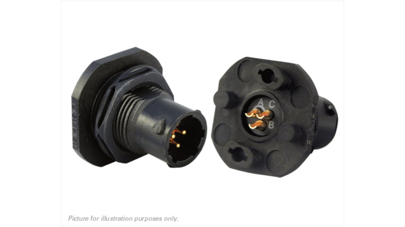 Souriau Sunbank by Eaton Circular Connector, 3 Contacts, Panel Mount, Plug, Male, IP68, IP69K, UTS Series