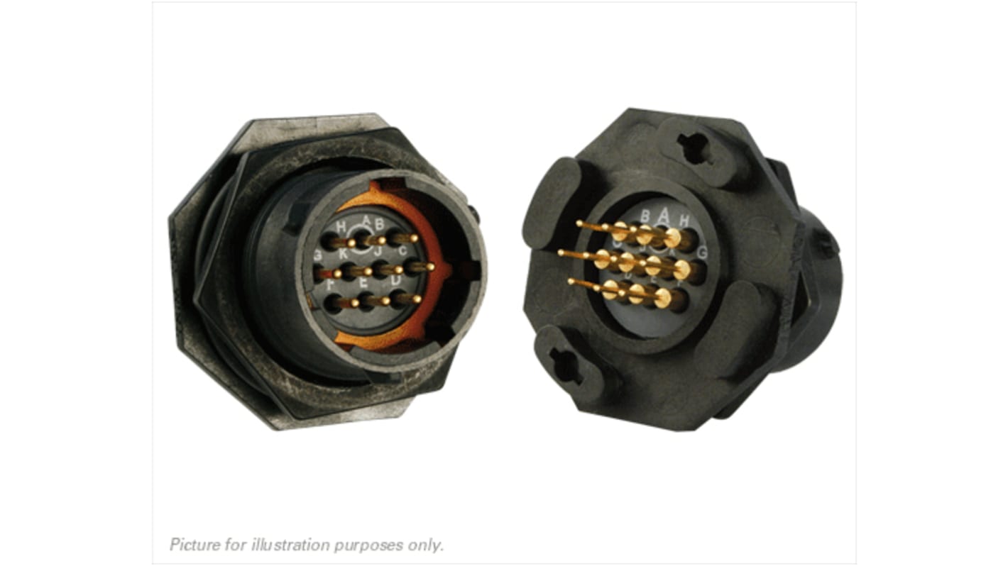 Connettore circolare Souriau Sunbank by Eaton, maschio, serie UTS, Standard, 10 poli, Montaggio a pannello