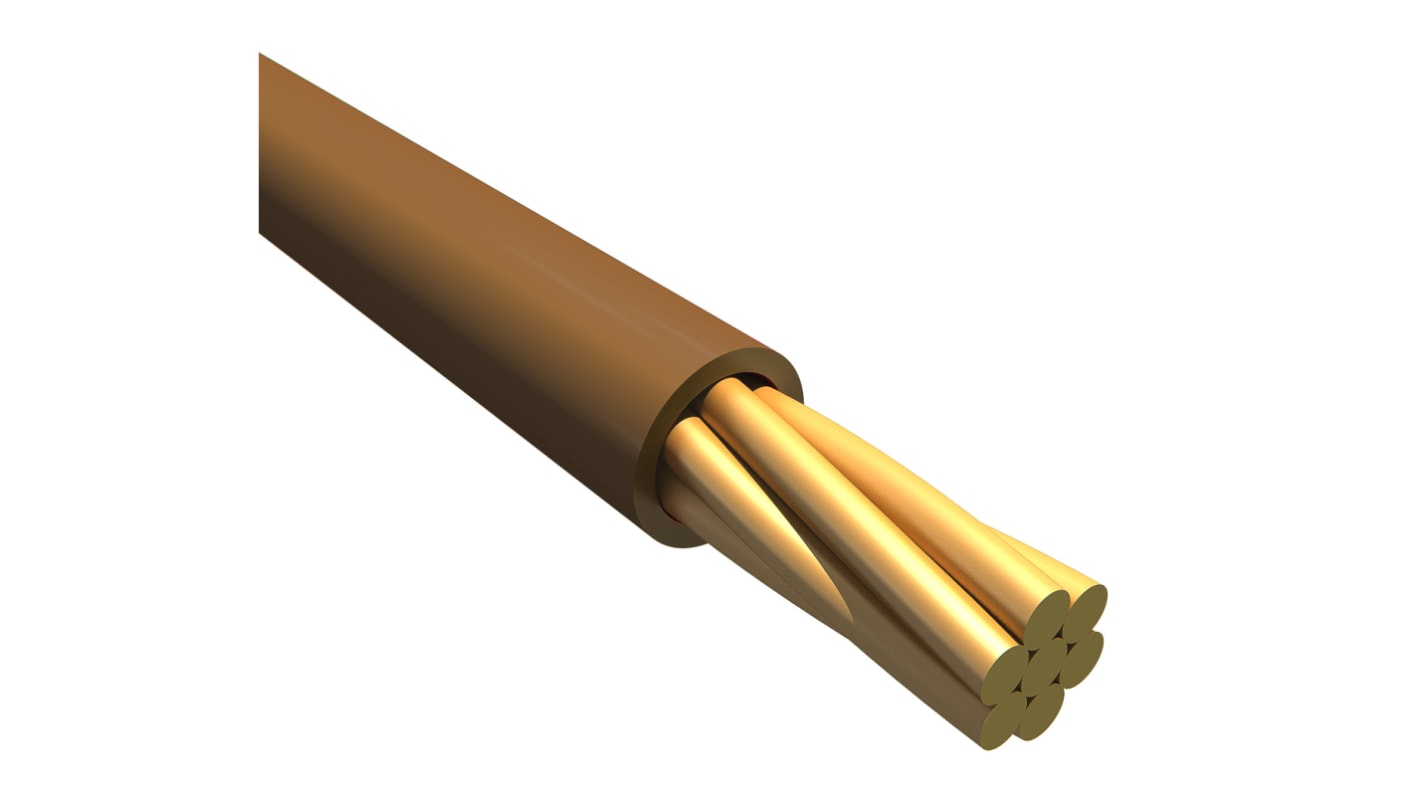 Alpha Wire Ecogen Ecowire Series Brown 0.2 mm² Hook Up Wire, 24 AWG, 7/0.20 mm, 30m, MPPE Insulation, 6712 BR005