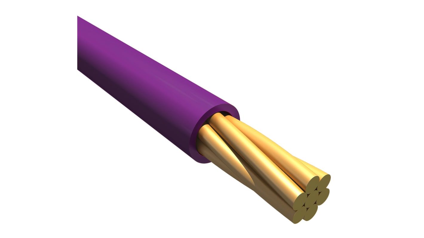 Alpha Wire Ecogen Ecowire Series Purple 0.2 mm² Hook Up Wire, 24 AWG, 7/0.20 mm, 30m, MPPE Insulation, 6712 VI005