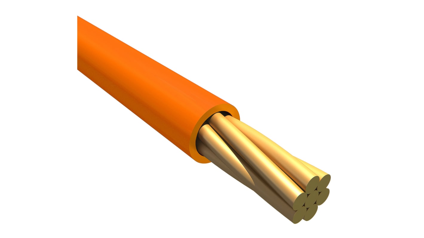 Alpha Wire Einzeladerleitung 0,2 mm², 24 AWG 30m Orange MPPE isoliert Ø 1.09mm 7/0.20 mm Litzen UL11028