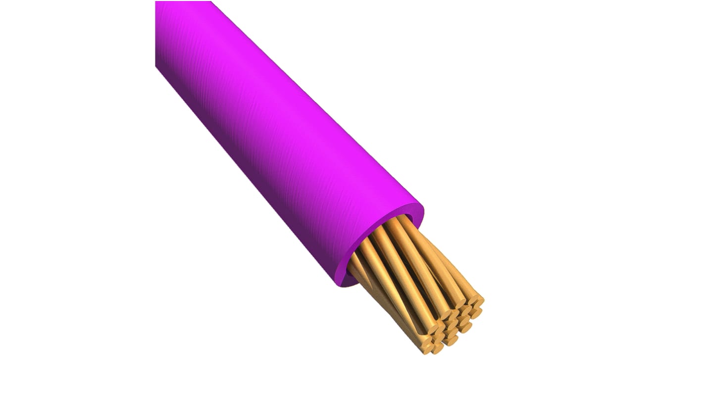 Alpha Wire Ecogen Ecowire Series Purple 3.3 mm² Hook Up Wire, 12 AWG, 65/0.25 mm, 30m, MPPE Insulation, 6718 VI005