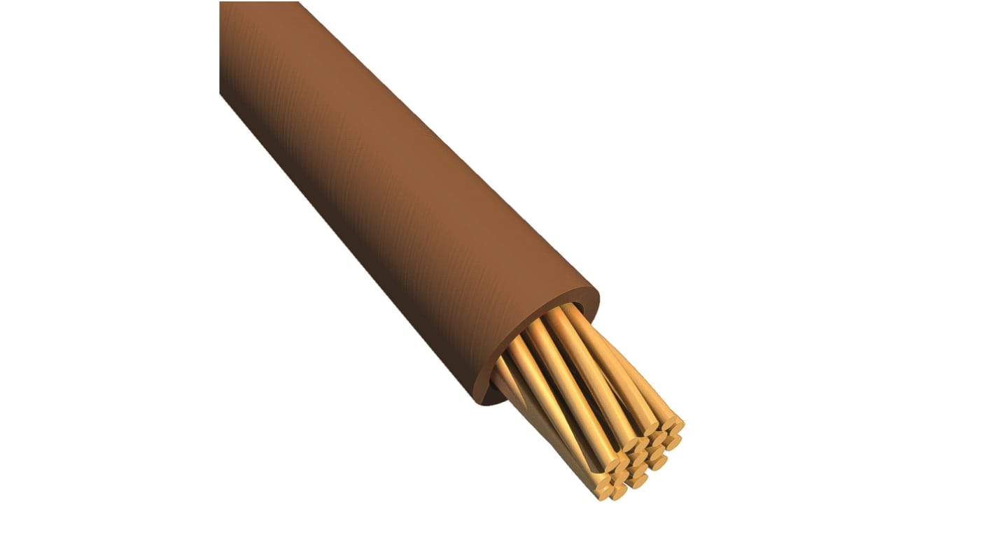 Alpha Wire Ecogen Ecowire Series Brown 5.2 mm² Hook Up Wire, 10 AWG, 105/0.25 mm, 30m, MPPE Insulation