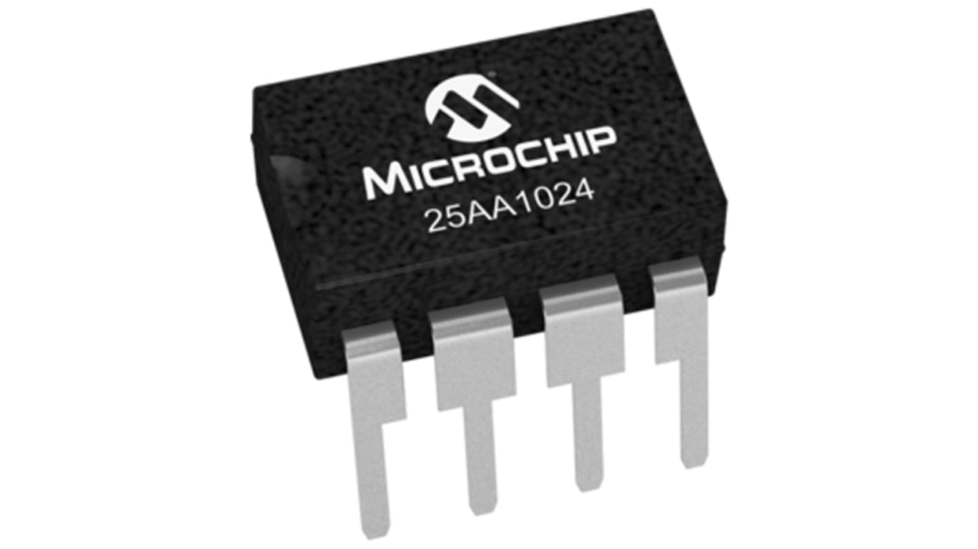 Microchip 1MBit Serieller EEPROM-Speicher, Seriell-SPI Interface, PDIP, 250ns THT 128 x 8 bit, 128 x 8-Pin 8bit