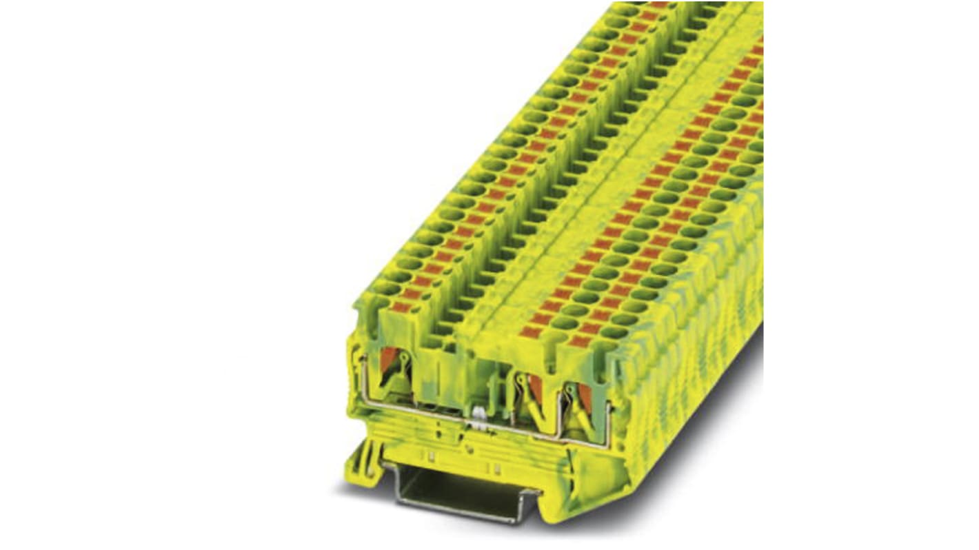 Phoenix Contact 3209565 PTU 2.5-TWIN-PE Series Green/Yellow, 0.14 → 4mm², Single-Level, Push In Termination, ATEX