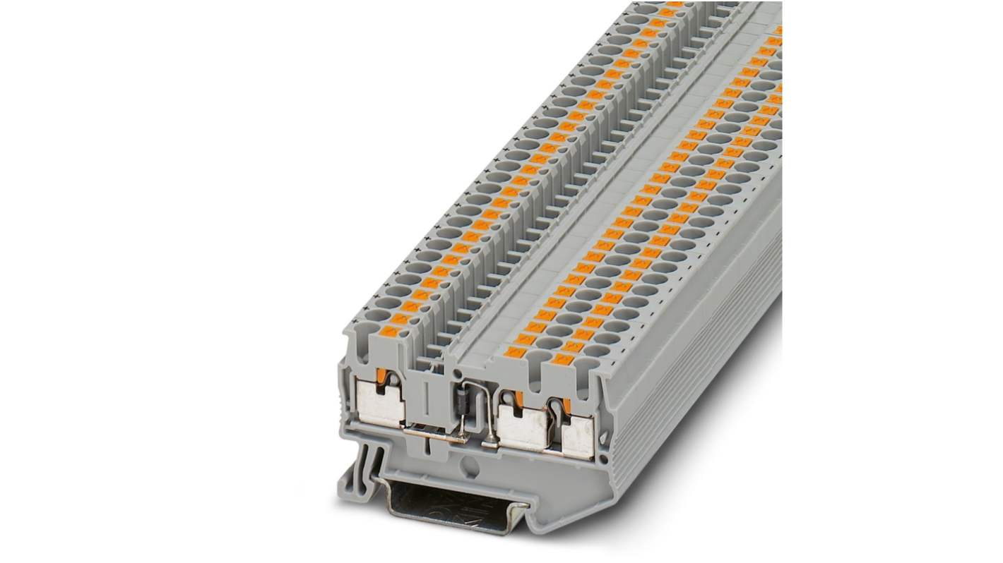 Phoenix Contact PT 2.5-TWIN-DIO/L-R Series Grey Feed Through Terminal Block, 0.14 → 4mm², Single-Level, Push In