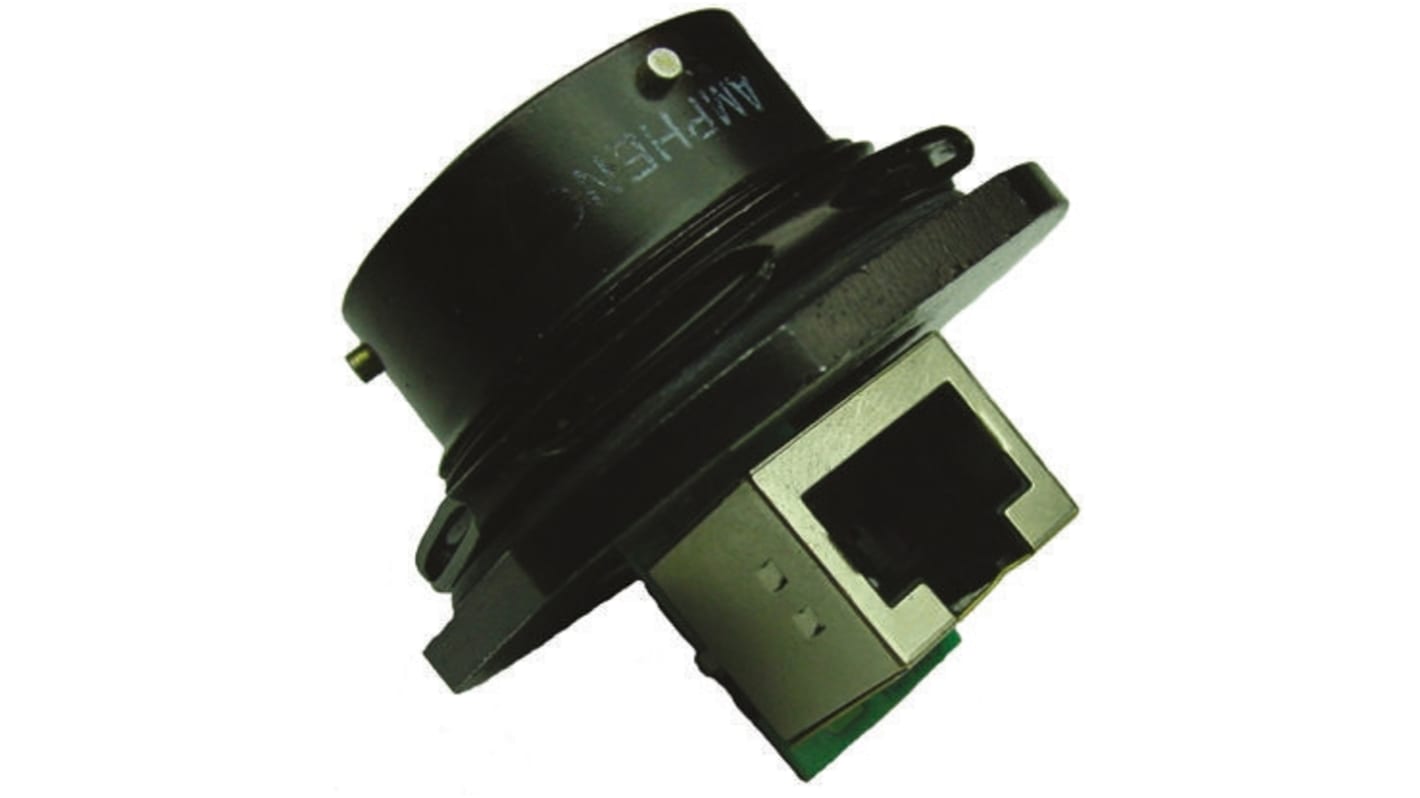 Amphenol Socapex RJF Series Female RJ45 Connector, Jam Nut, Cat5e Right Angle 1 Port 8 -Way