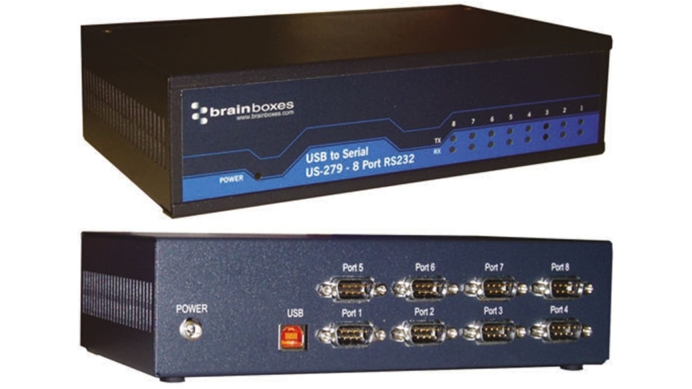 Brainboxes RS232 USB B Female to D-sub, 9 Pin Male Interface Converter