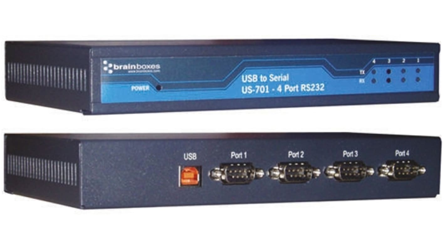 Brainboxes RS232 USB B Female to D-sub, 9 Pin Male Interface Converter