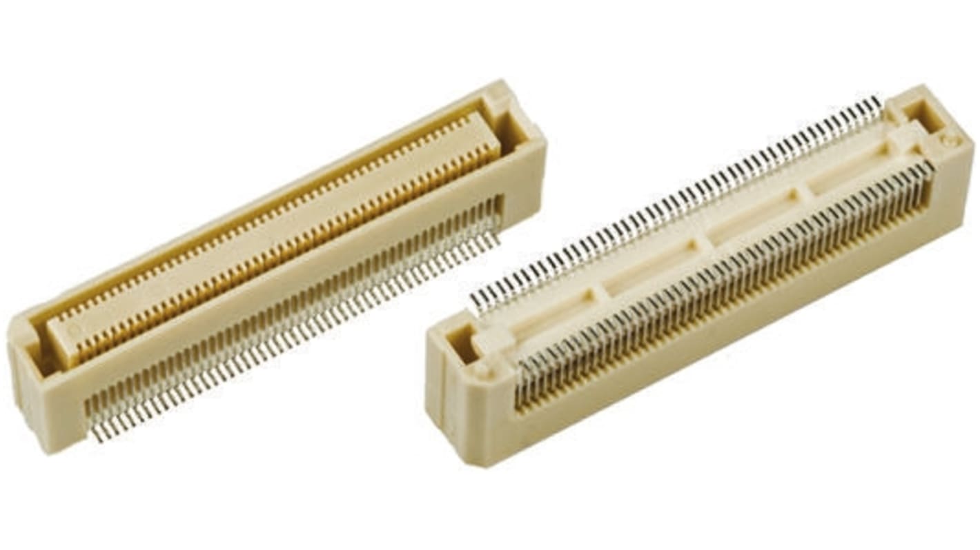 Hirose FunctionMAX FX8C Series Straight Surface Mount PCB Socket, 100-Contact, 2-Row, 0.6mm Pitch, Solder Termination