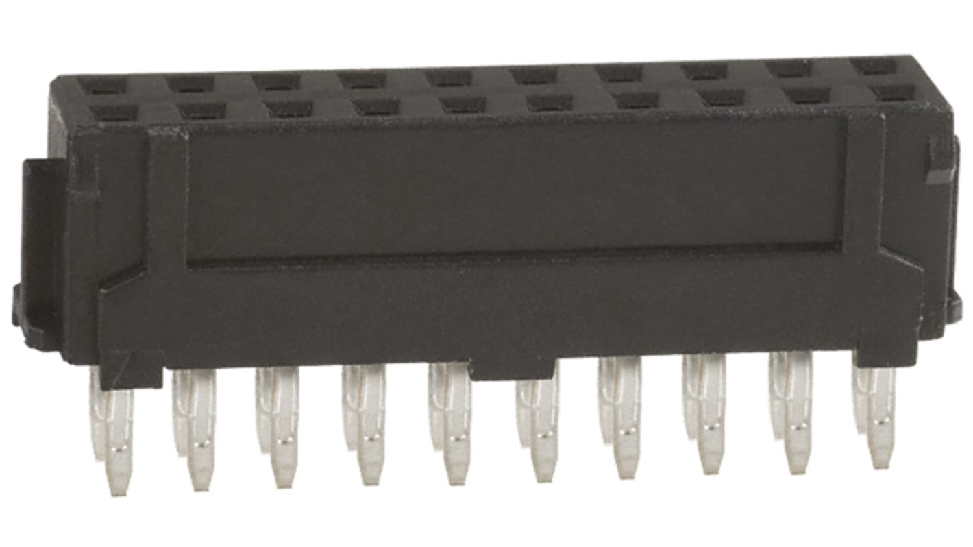 Hirose DF11 Series Straight Through Hole Mount PCB Socket, 20-Contact, 2-Row, 2.0mm Pitch, Solder Termination