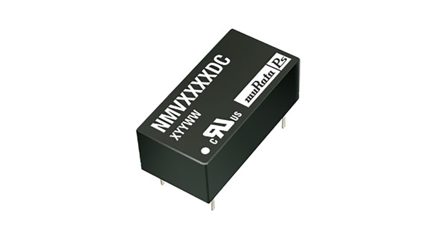 Murata Power Solutions NMV DC-DC Converter, ±5V dc/ ±100mA Output, 4.5 → 5.5 V dc Input, 1W, Through Hole, +85°C