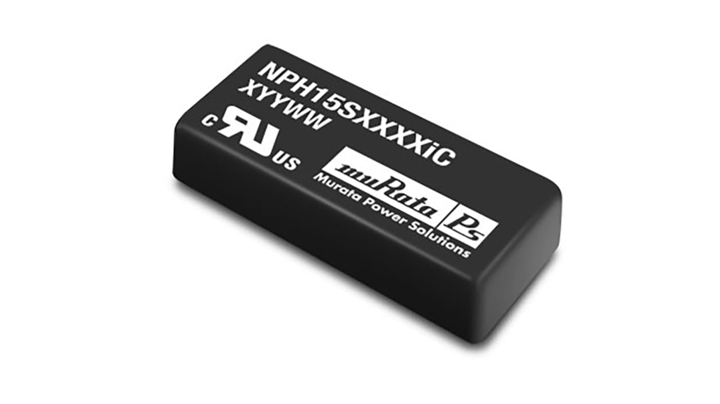 Murata Power Solutions NPH15S DC-DC Converter, 15V dc/ 1A Output, 36 → 75 V dc Input, 15W, Through Hole, +110°C
