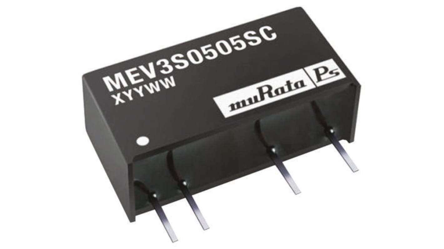 Murata Power Solutions MEV3 DC-DC Converter, 5V dc/ 600mA Output, 4.5 → 5.5 V dc Input, 3W, Through Hole, +85°C