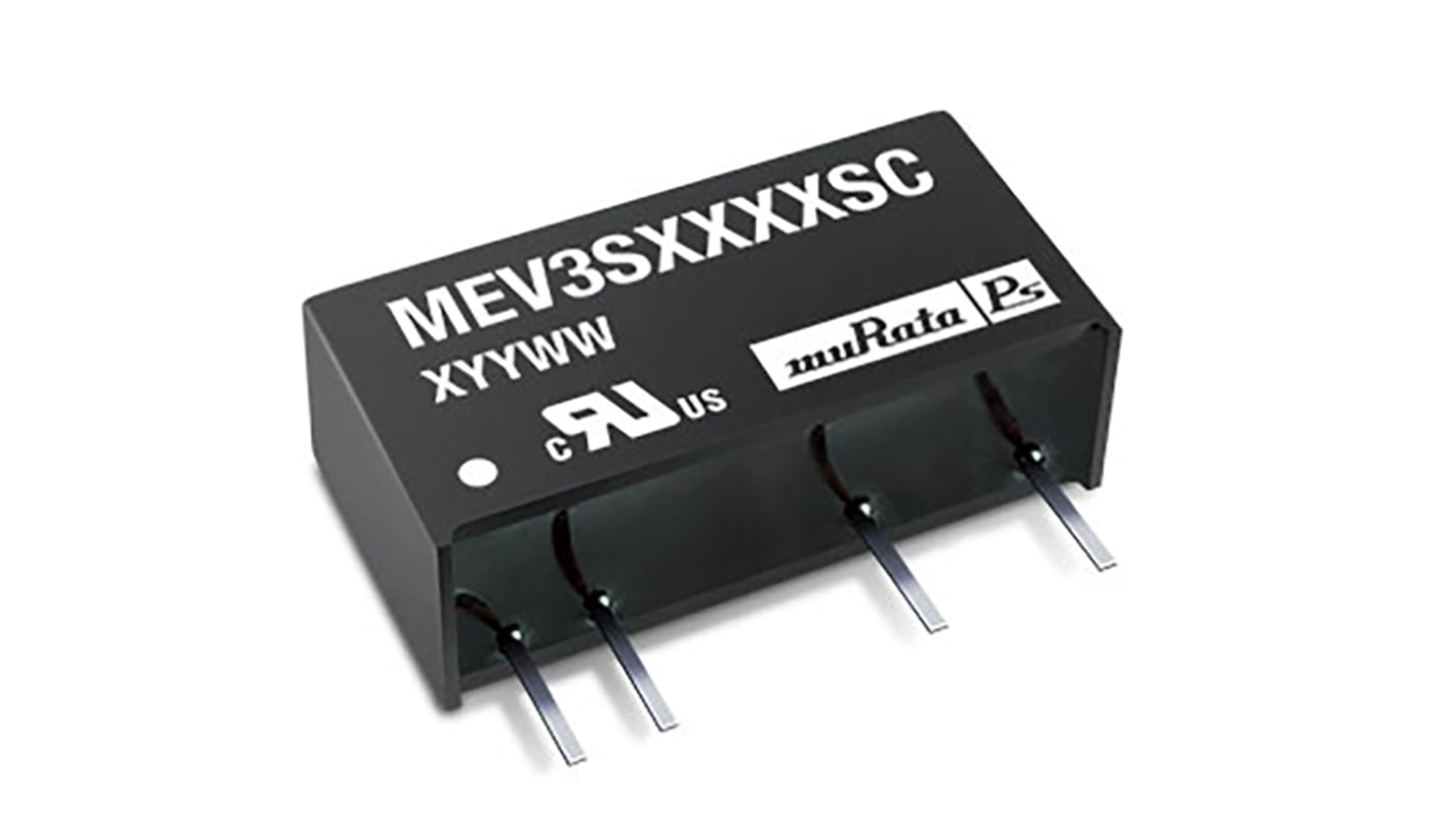 Murata Power Solutions MEV3 Isolated DC-DC Converter, 9V dc/ 333mA Output, 10.8 → 13.2 V dc Input, 3W, Through