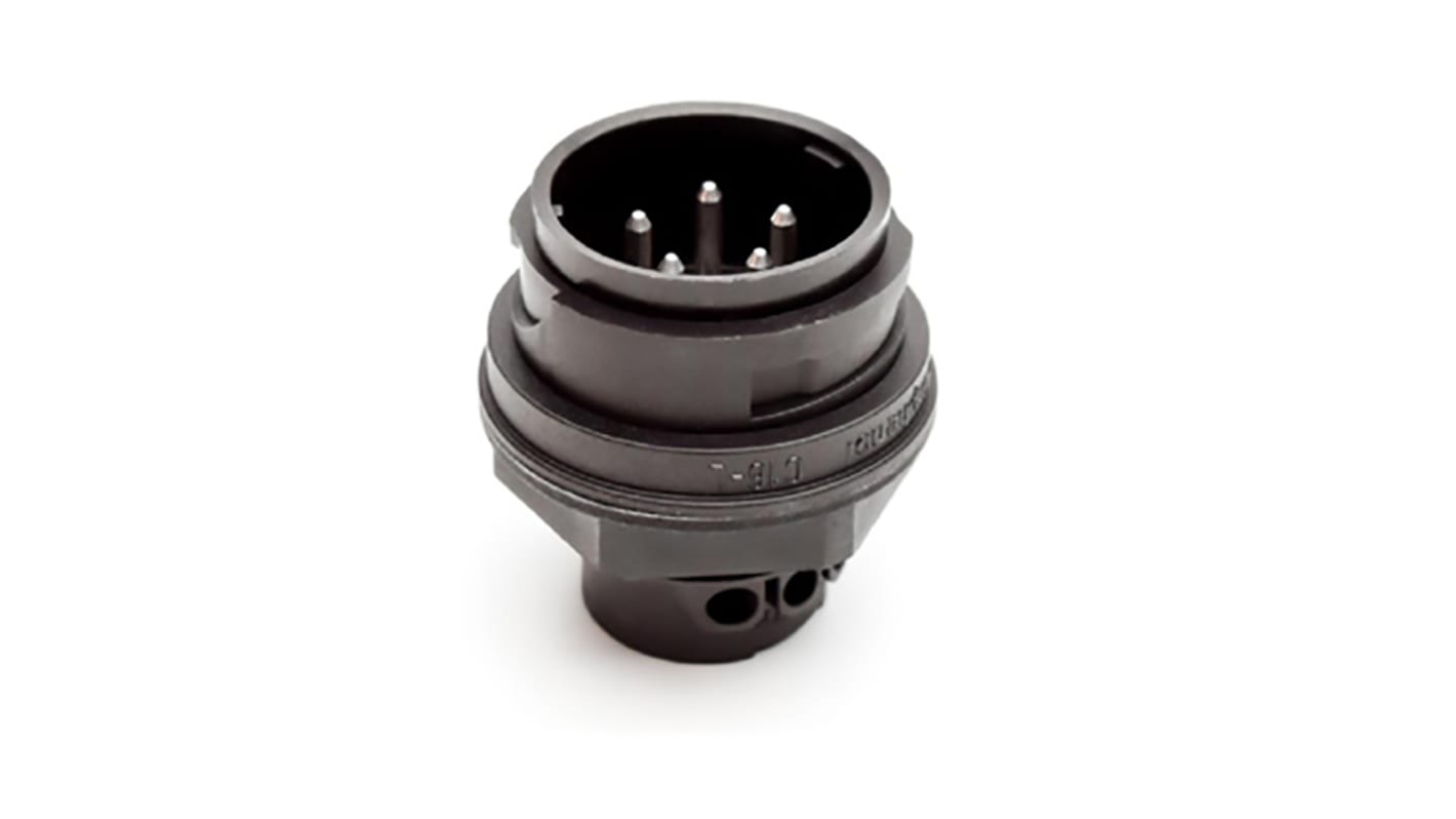 Amphenol Industrial Circular Connector, 4 + PE Contacts, Panel Mount, Plug, Male to Female, IP65, Ecomate C16 Series
