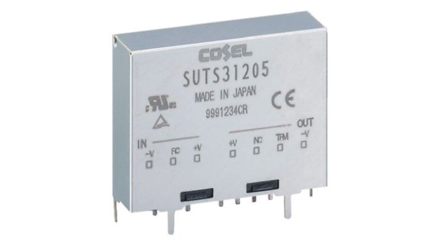 Cosel Isolated DC-DC Converter, 5V dc/ 600mA Output, 9 → 18 V dc Input, 3W, Through Hole, +85°C Max Temp -40°C