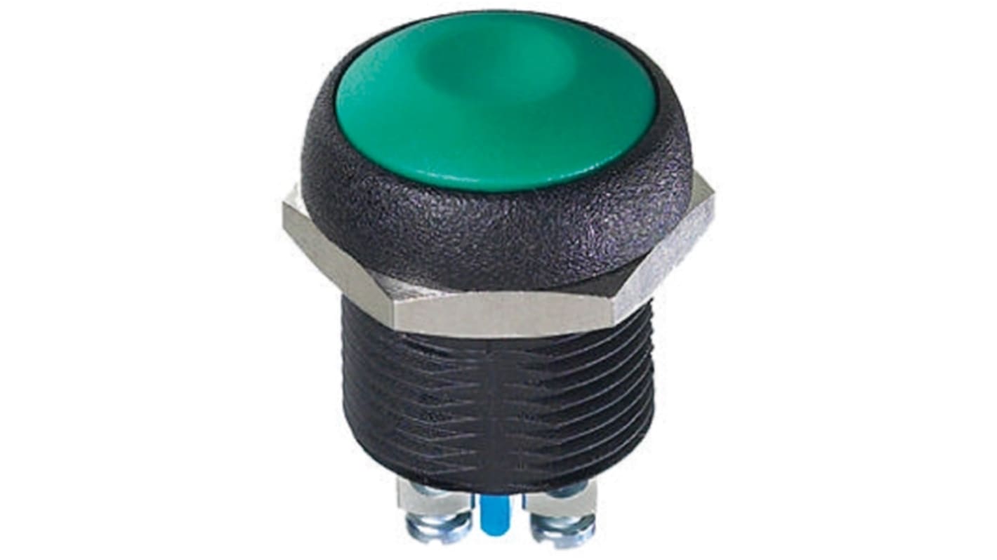 APEM Push Button Switch, Momentary, Panel Mount, 14.8mm Cutout, SPST, 250V ac, IP67