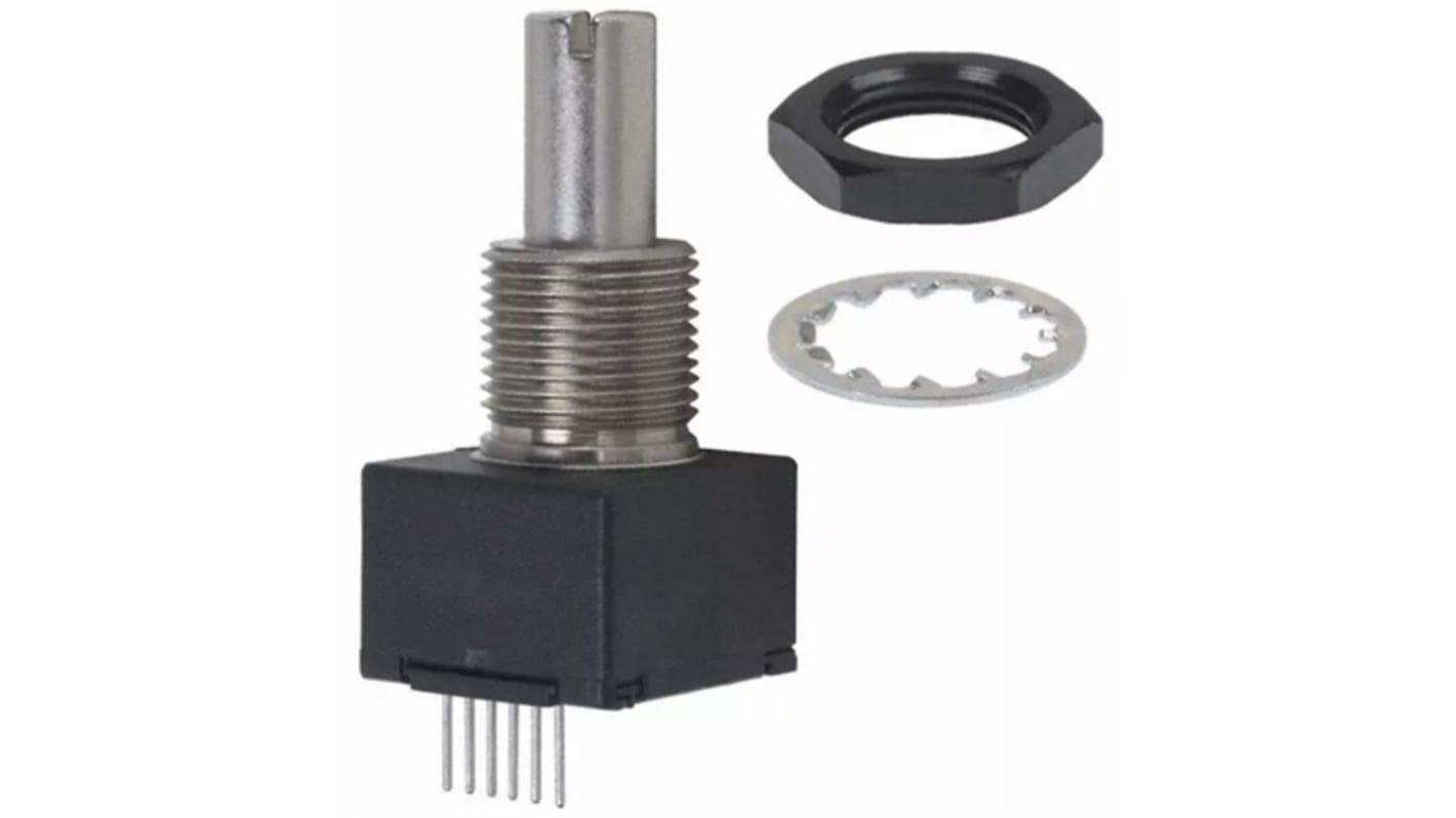 Bourns 增量编码器, 光学编码器, 64ppr, 正交输出信号, 5 V 直流, 开槽轴, 1/8in轴径, 最高+70°C, 面板安装安装, IP54, EM14系列