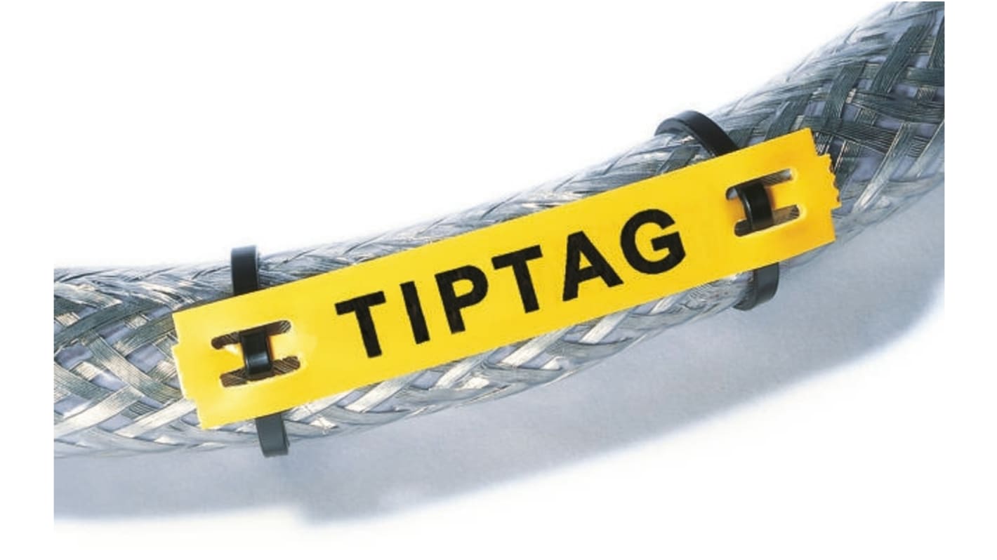 HellermannTyton TIPTAG Yellow Cable Labels, 65mm Width, 15mm Height, 190 Qty