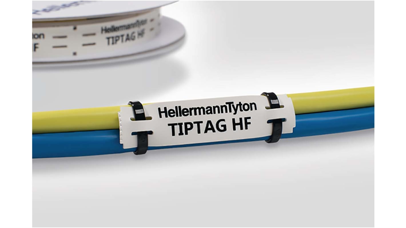 HellermannTyton TIPTAG Kabeletiketten x 65mm für TT4000+ and TT430 Printers, 190 auf Weiß Polyolefin