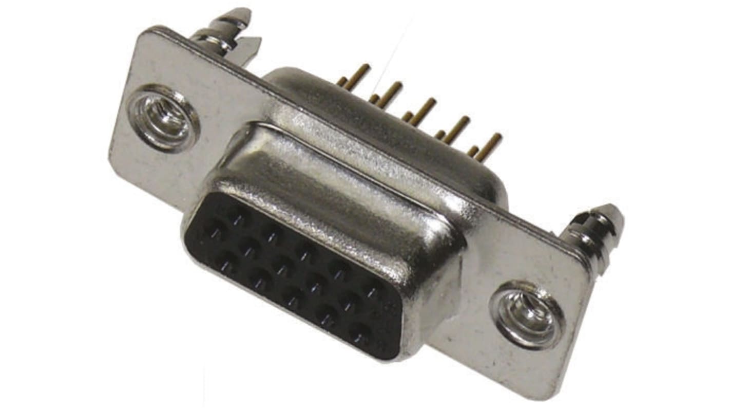HARTING 44 Way Through Hole D-sub Connector Socket, 2.29mm Pitch, with 4-40 UNC Threaded Inserts, Boardlocks