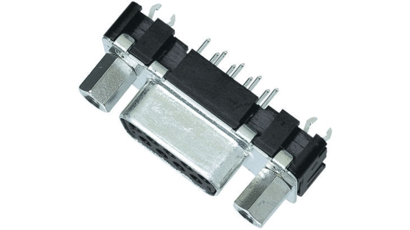 Harting 15 Way Through Hole D-sub Connector Socket, 2.74mm Pitch, with 4-40 UNC Threaded Inserts, Boardlocks