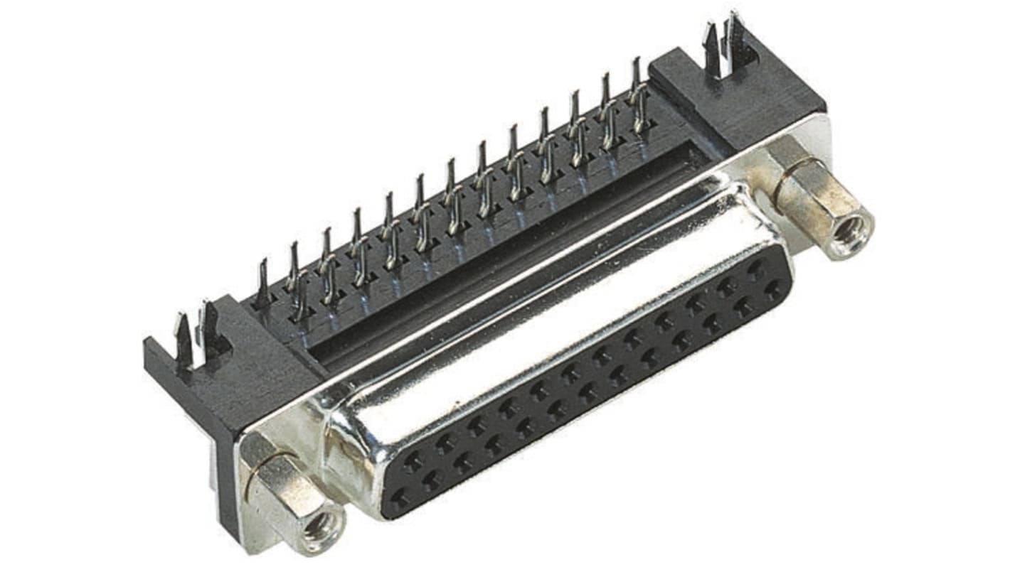 Conector D-sub Harting, Serie D-Sub Standard, paso 2.74mm, Ángulo de 90° , Montaje en orificio pasante, Macho,