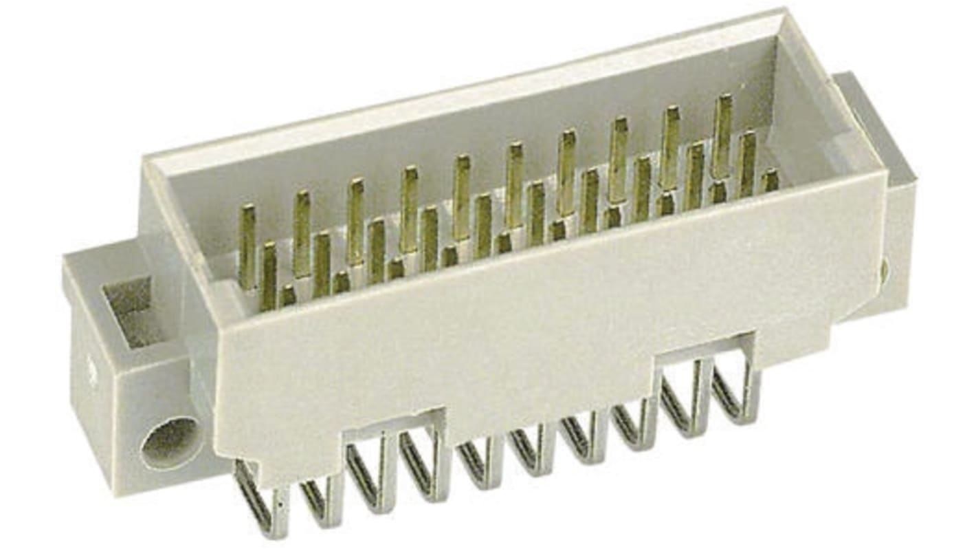 HARTING 3C型DIN41612欧式连接器公插, 30针, 3行, 2.54mm节距, THT安装, 焊接端接, 直角