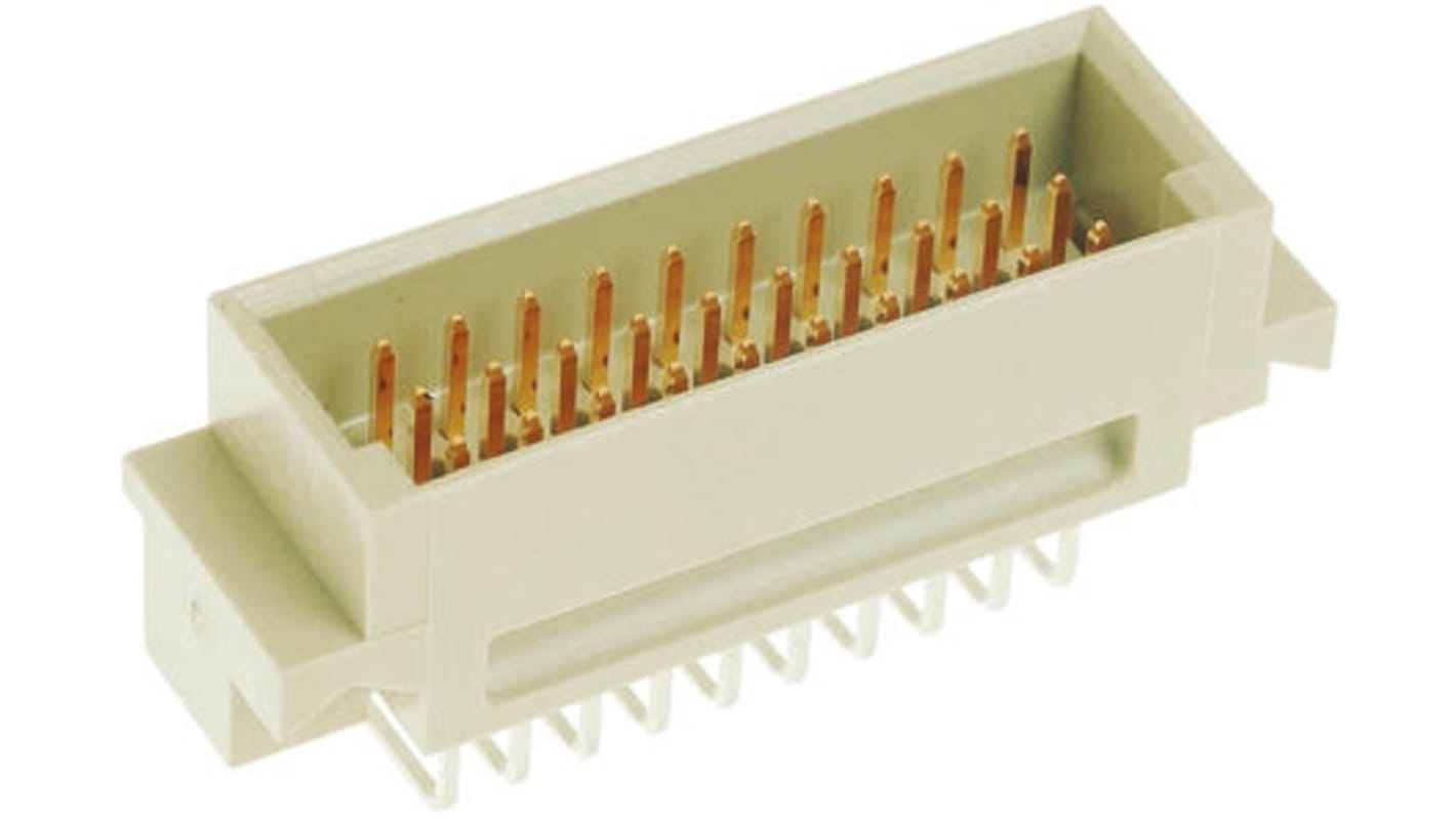HARTING 3C型DIN41612欧式连接器公插, 20针, 2行, 2.54mm节距, THT安装, 焊接端接, 直角