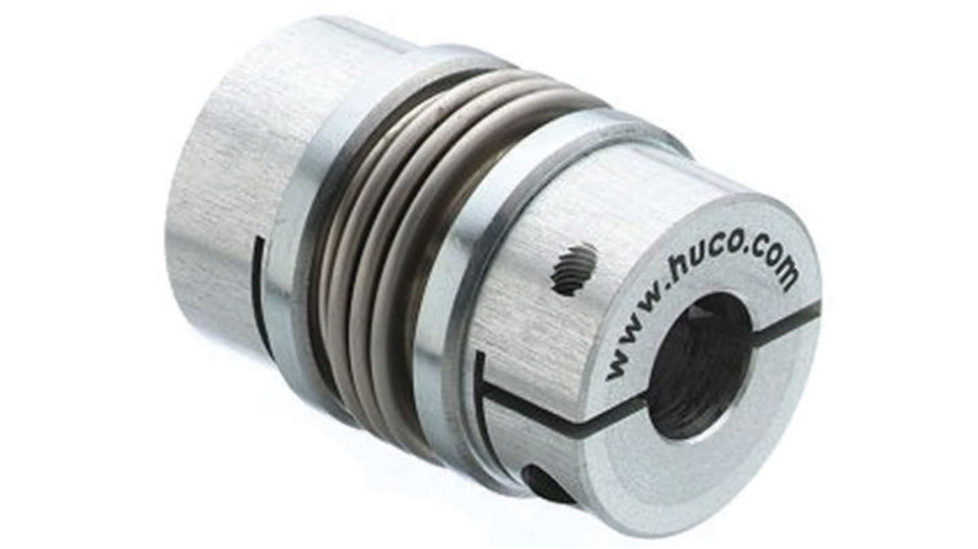 Acoplamiento de fuelle Huco, Ø de calibre 5mm, Ø exterior 20mm, long. 31mm, par 2.33Nm