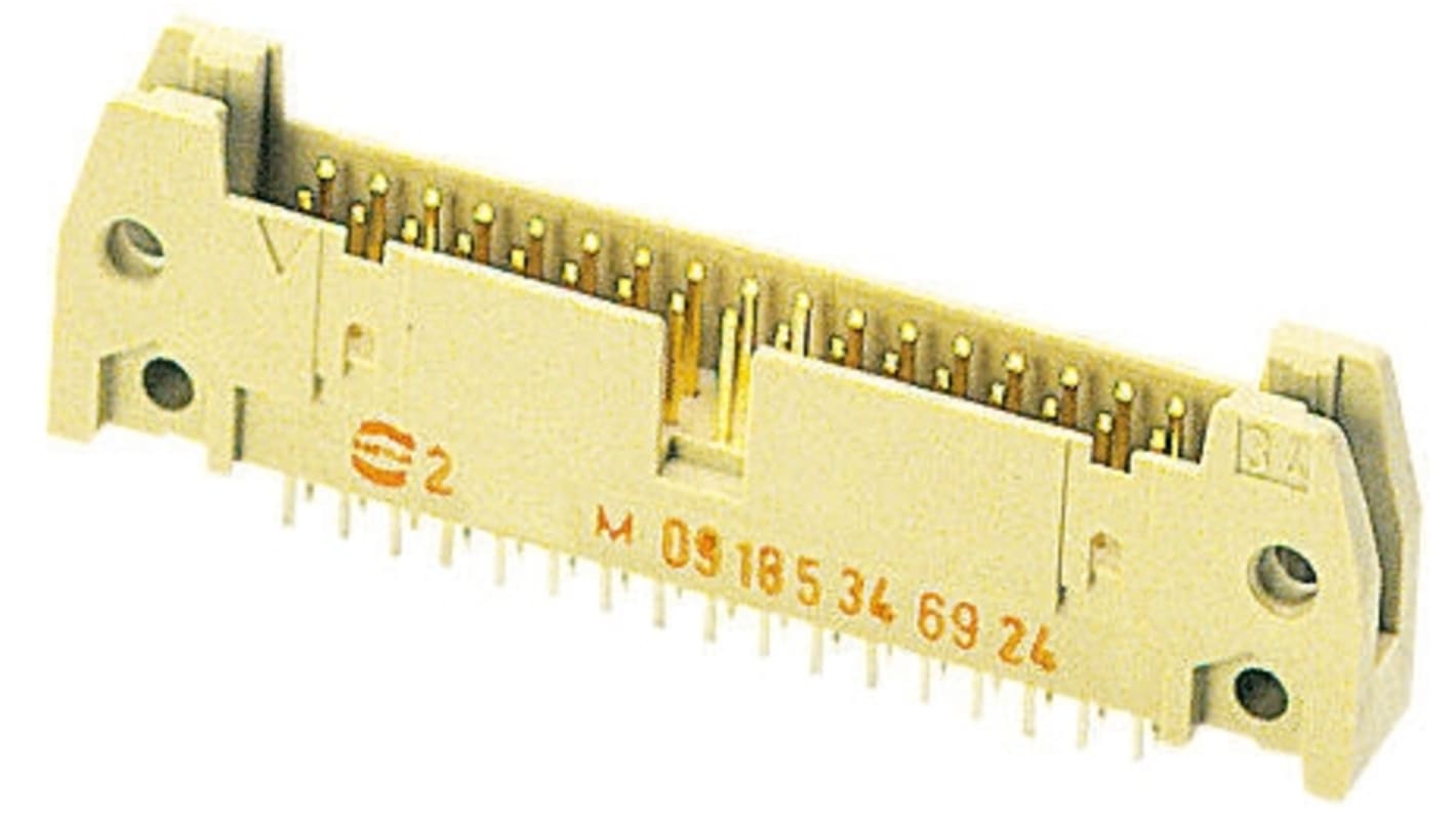 Harting SEK 18 Series Straight Through Hole PCB Header, 6 Contact(s), 2.54mm Pitch, 2 Row(s), Shrouded