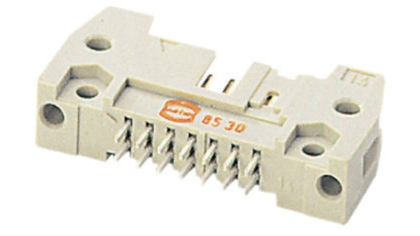 Harting SEK 18 Series Straight Through Hole PCB Header, 10 Contact(s), 2.54mm Pitch, 2 Row(s), Shrouded