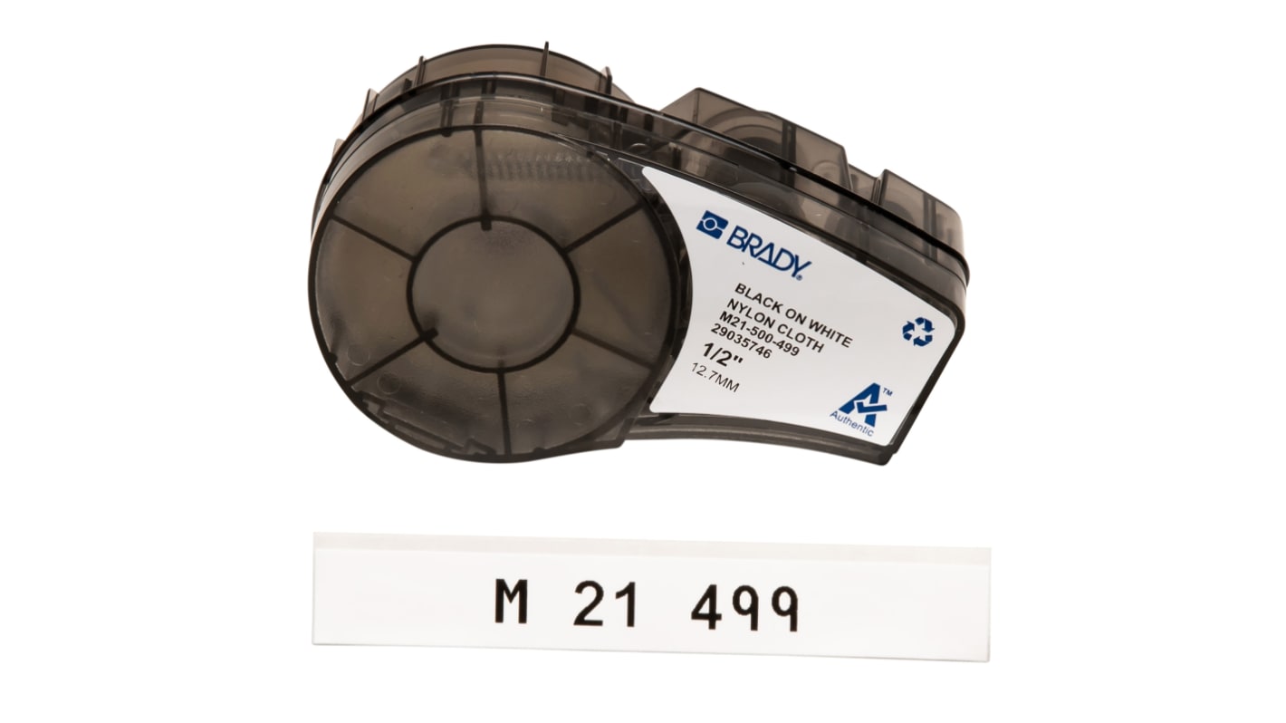 Brady B-499 Black on Black on White Label Printer Tape, 4.88 m Length, 12.70 mm Width