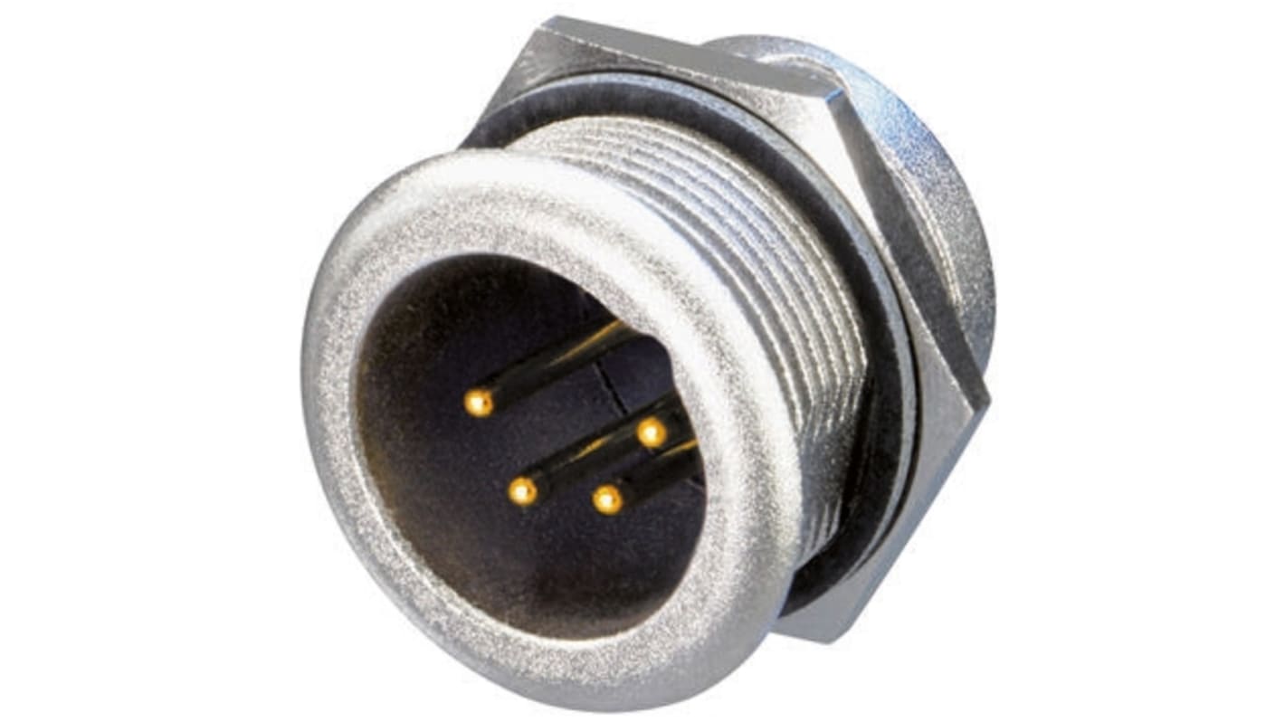 Neutrik Panel Mount XLR Connector, Male, 50 V, 4 Way, Gold over Nickel Plating