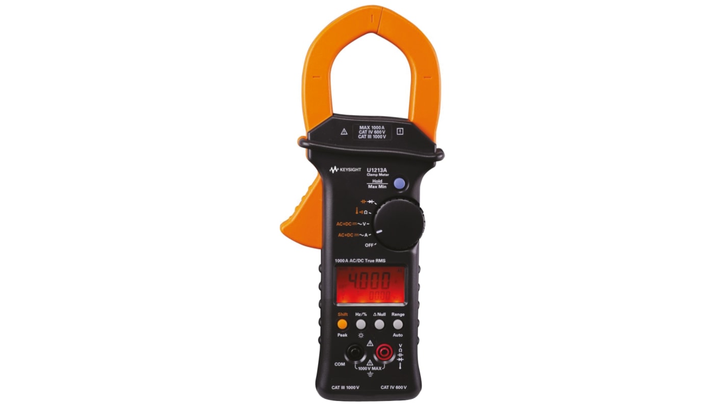 Keysight Technologies U1213A Clamp Meter Bluetooth, 1000A dc, Max Current 1000A ac CAT III 1000V With RS Calibration