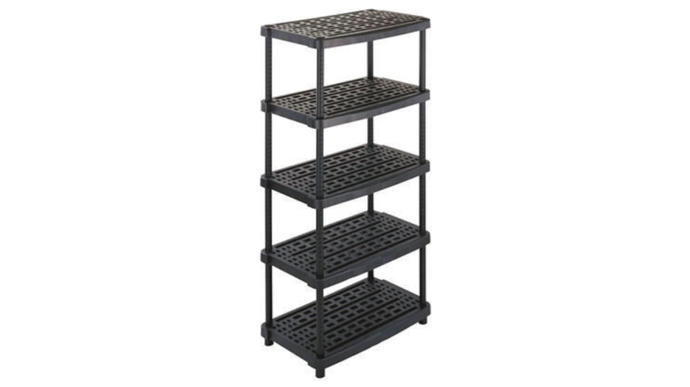 Estantería modular RS PRO Negro de PP, con 5 baldas, 1885mm x 930mm x 590mm, 70kg de carga