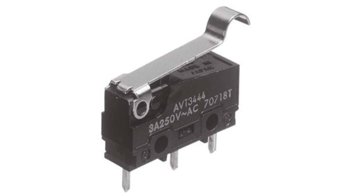 Panasonic Mikroschalter Rollenhebel simuliert-Betätiger PCB, 3 A @ 250 V ac, 1-poliger Wechsler IP 40 0,34 N -25°C -