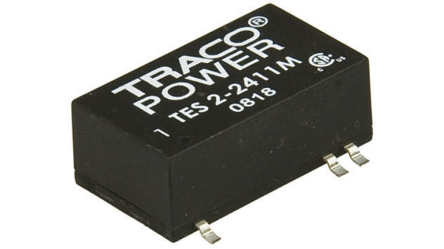 TRACOPOWER TES 2M DC-DC Converter, 5V dc/ 400mA Output, 4.5 → 5.5 V dc Input, 2W, Surface Mount, +71°C Max Temp