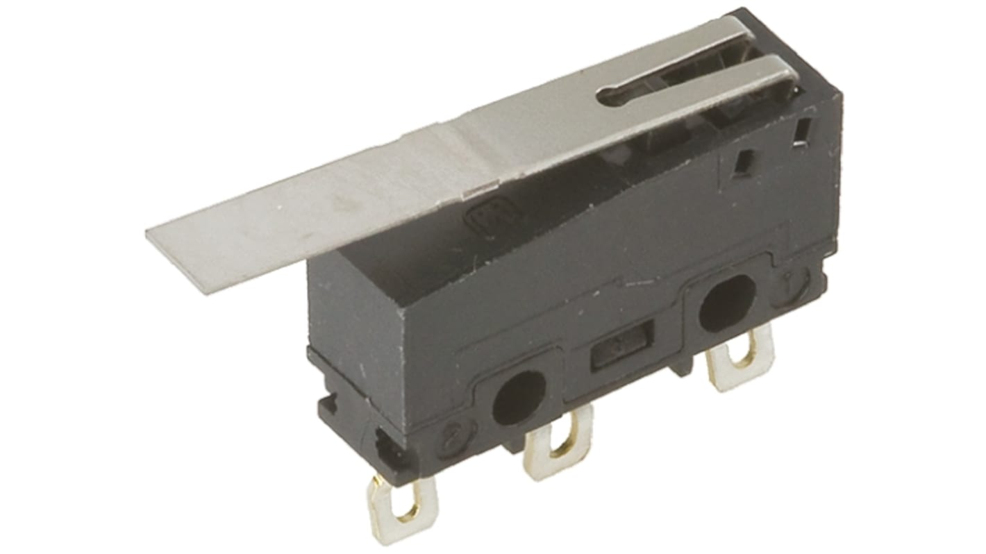 Panasonic Long Hinge Lever Micro Switch, Solder Terminal, 5 A @ 250 V ac, SP-CO