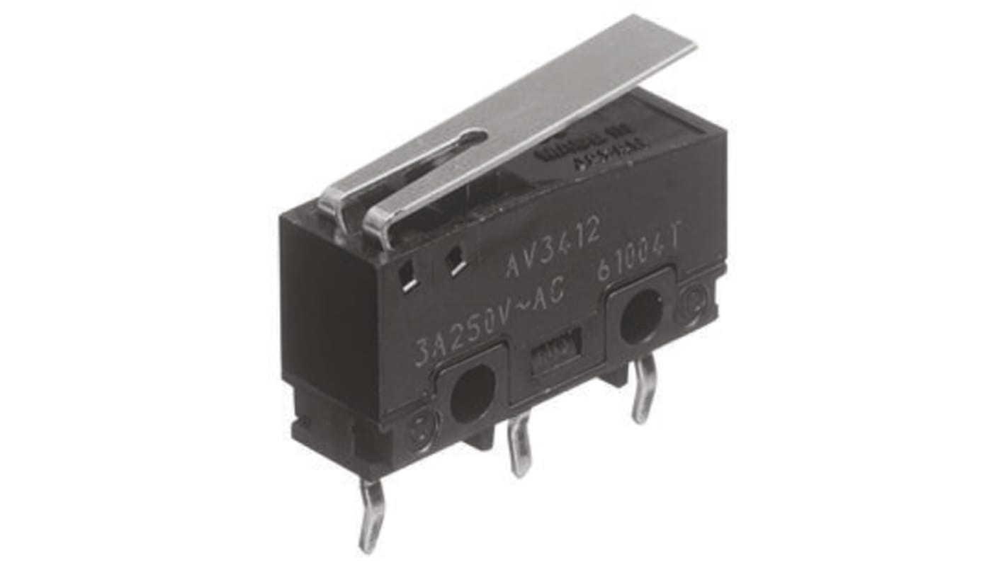 Microinterruptor, Palanca Articulada Corta SPDT 100 mA a 30 V dc