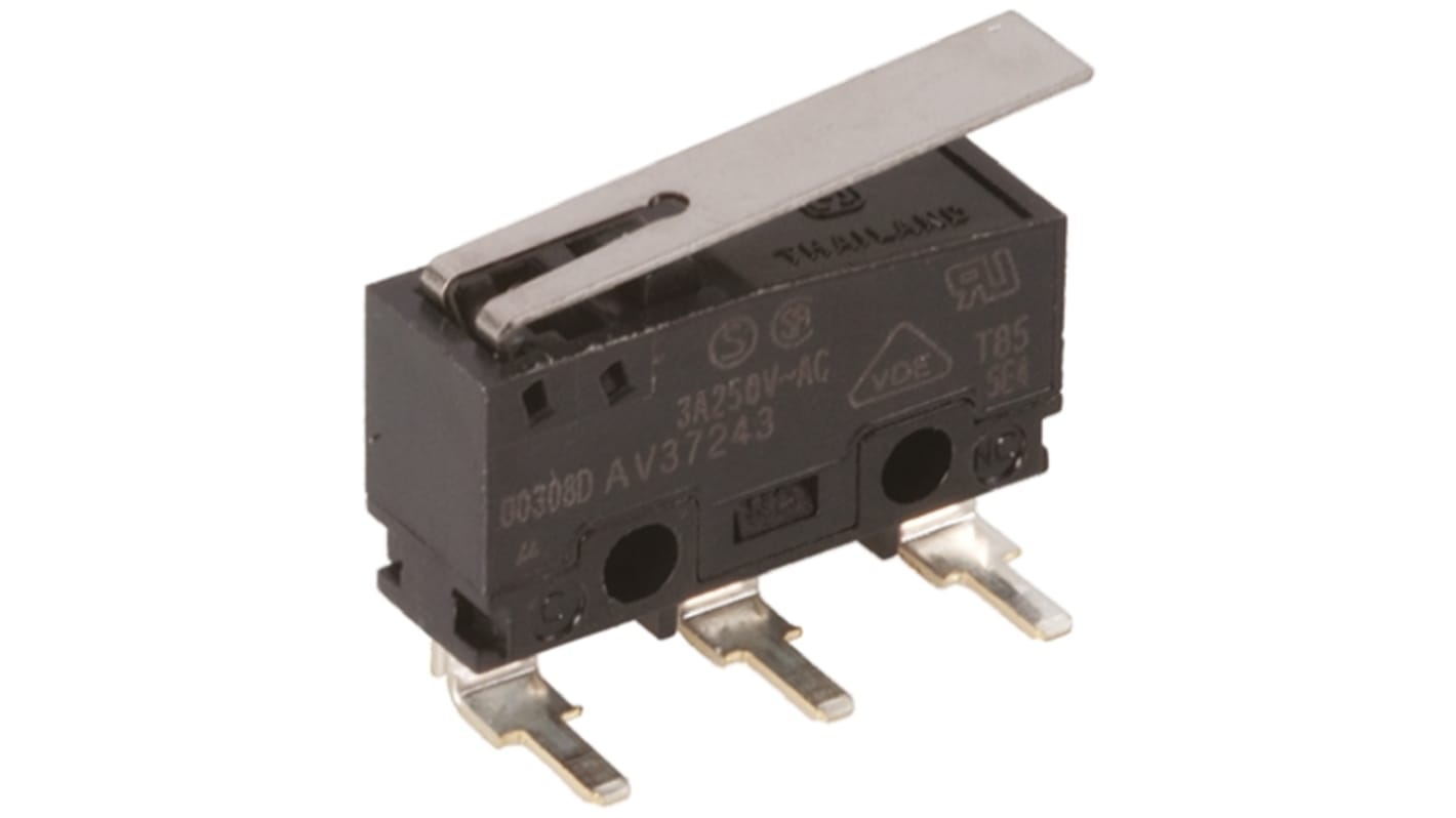 Microinterruttore, Panasonic, SP-CO, 5 A a 250 V c.a., per PCB, inclinato a sinistra