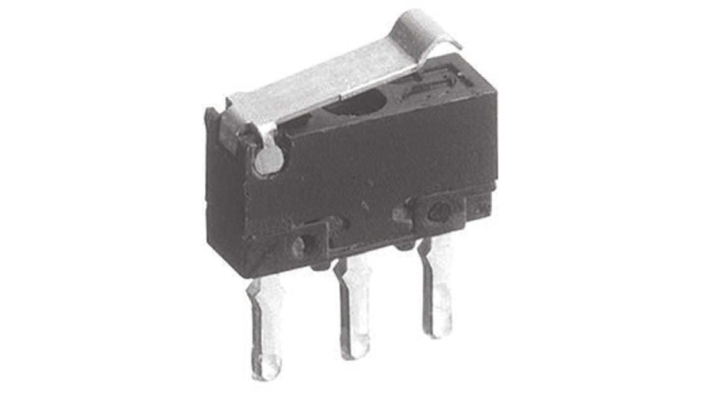 Panasonic Simulated Roller Lever Micro Switch, Right Angle PCB Terminal, 500 mA @ 30 V dc, SP-CO, IP40