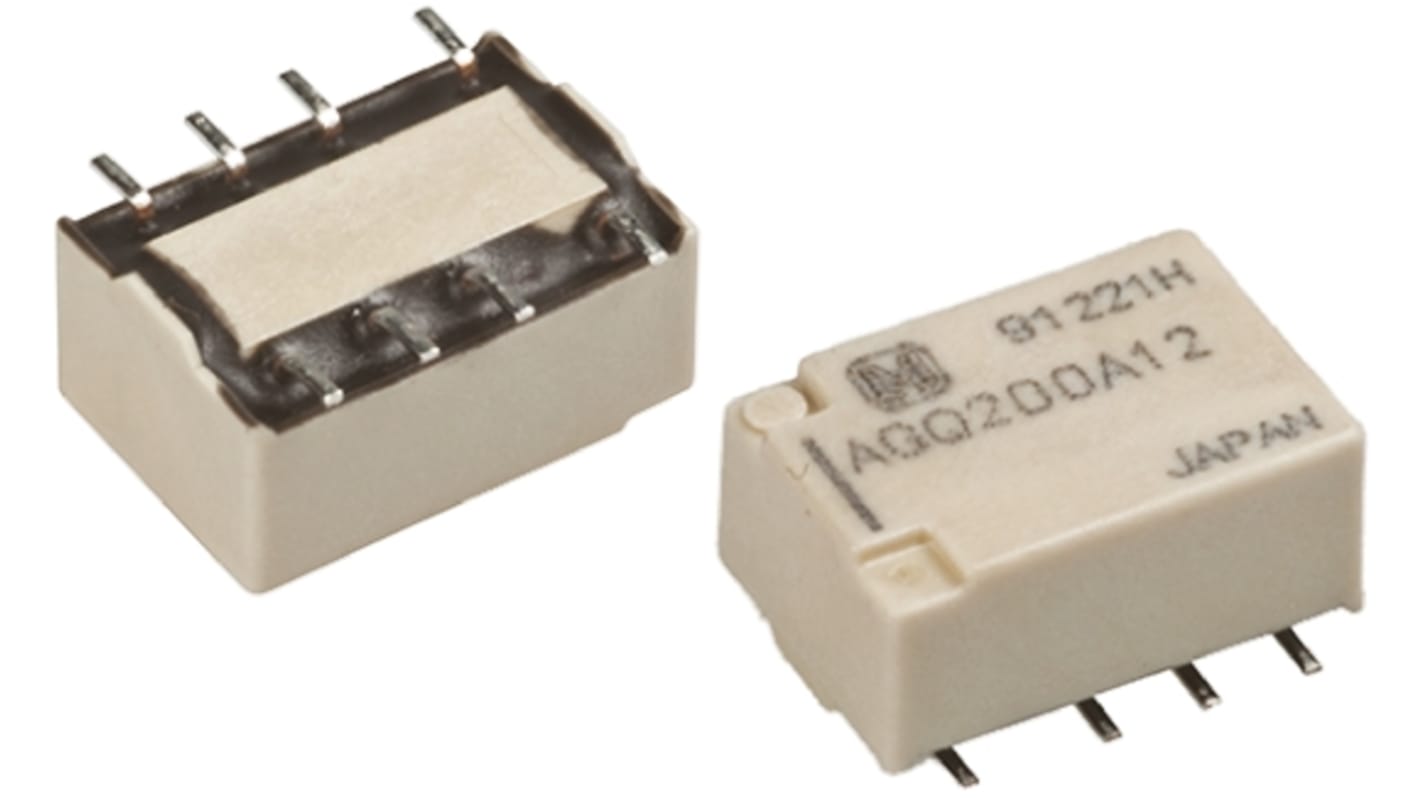 Panasonic Signalrelais SMD Printrelais, 12V dc Spule, 2-poliger Wechsler, 1A, 125V ac / 110V dc, SMD