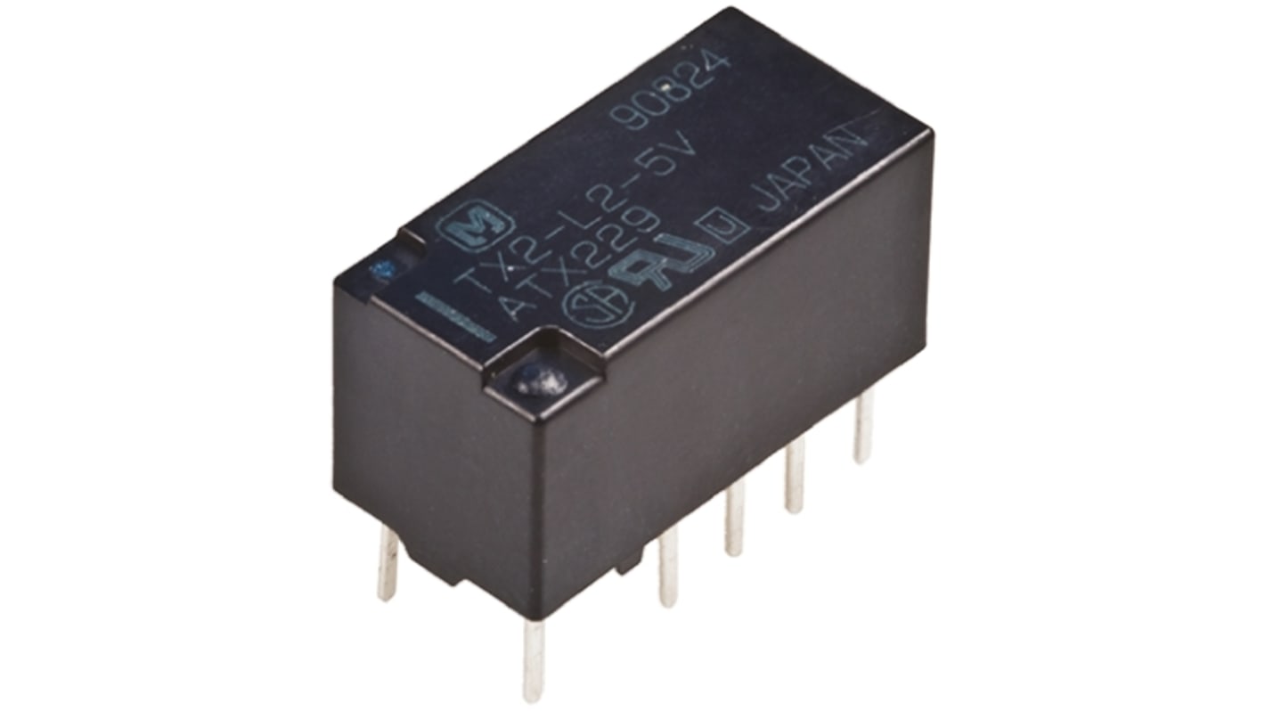 Panasonic PCB Mount Latching Signal Relay, 12V dc Coil, 2A Switching Current, DPDT