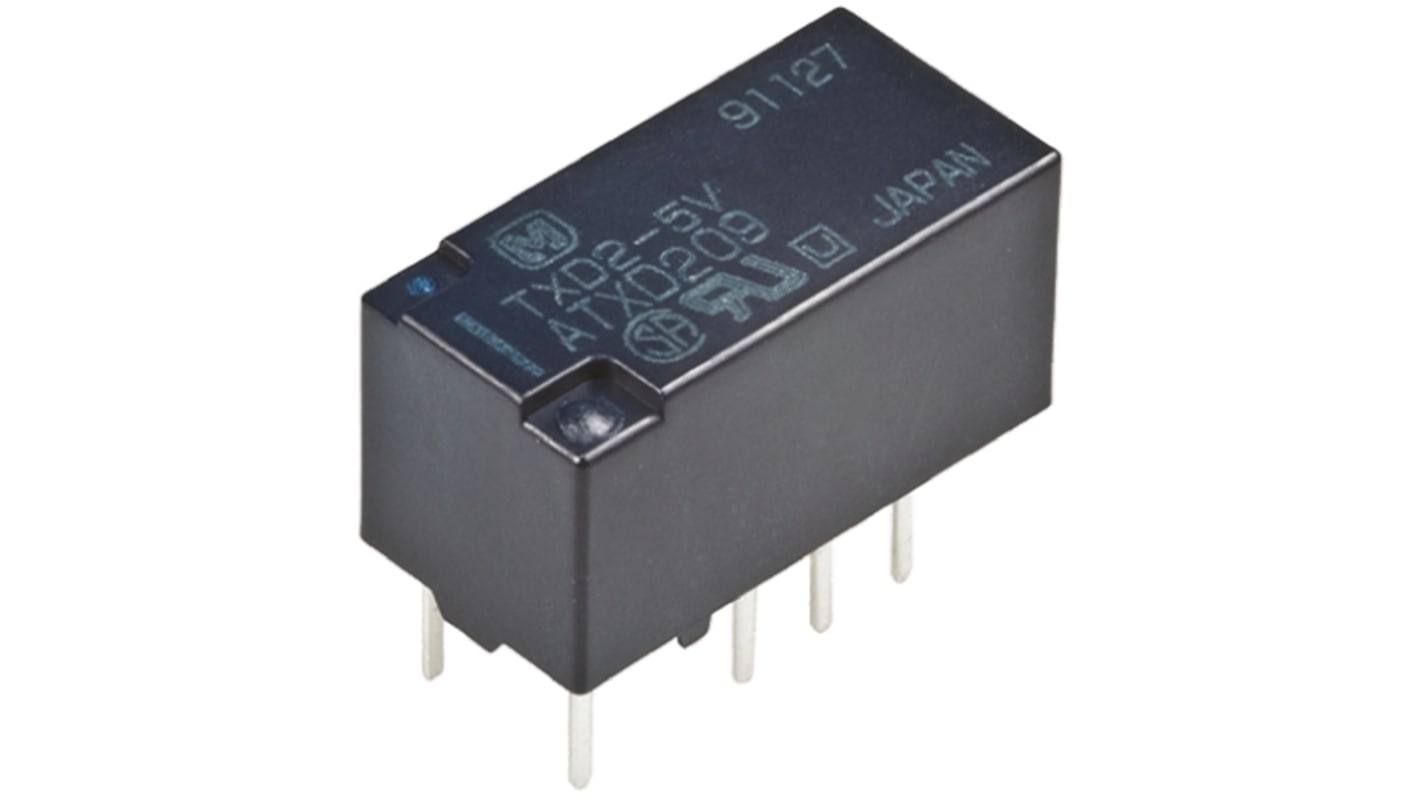 Panasonic PCB Mount Latching Signal Relay, 12V dc Coil, 2A Switching Current, DPDT