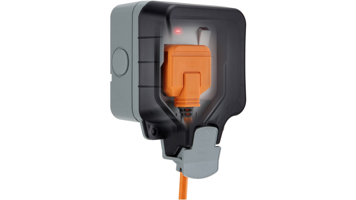 Presa elettrica, BG Electrical WP21-02, 13A, 1 modulo, IP66, presa Tipo G - inglese in Policarbonato, Bianco Esterno,