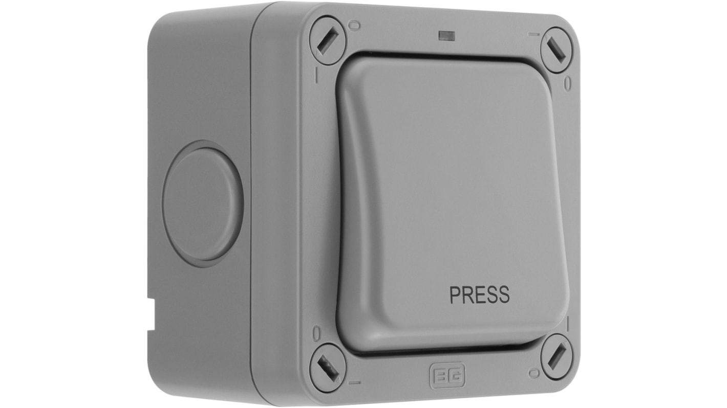 WP14 02 BG Electrical Grey Push Button Light Switch 2 Way 1 Gang Storm RS