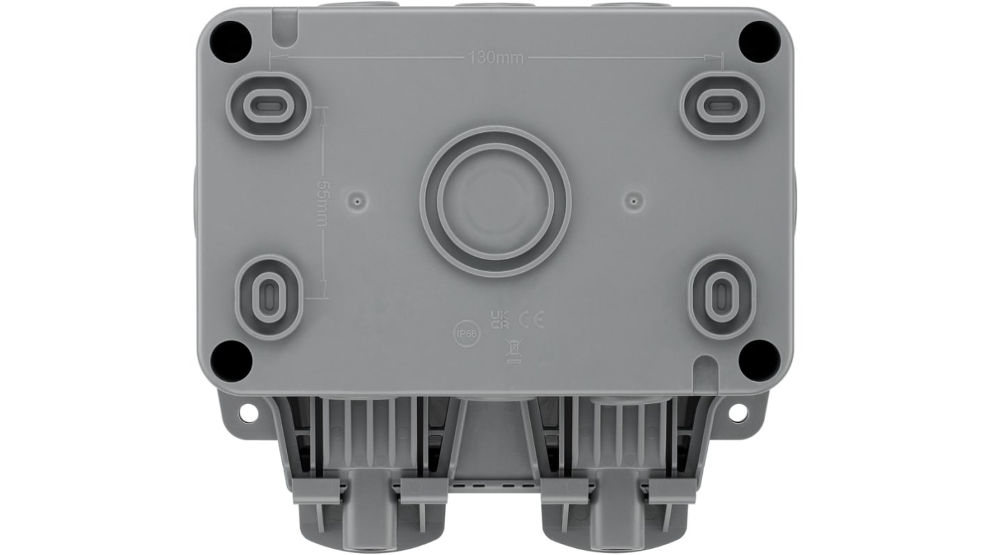 BG Electrical Storm Grey 2 Gang Plug Socket, 2 Poles, 13A, Type G - British, Outdoor Use