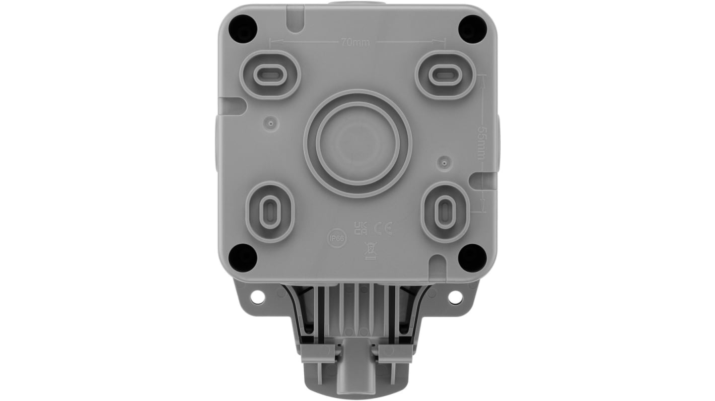 Presa elettrica, BG Electrical WP23-02, 13A, 1 modulo, IP66, presa Tipo G - inglese Esterno, Montaggio superficiale 250